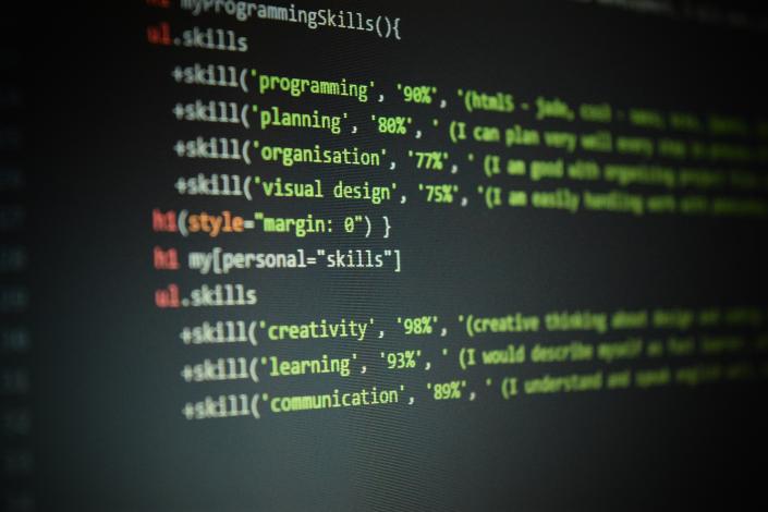 Screenshot of code on computer