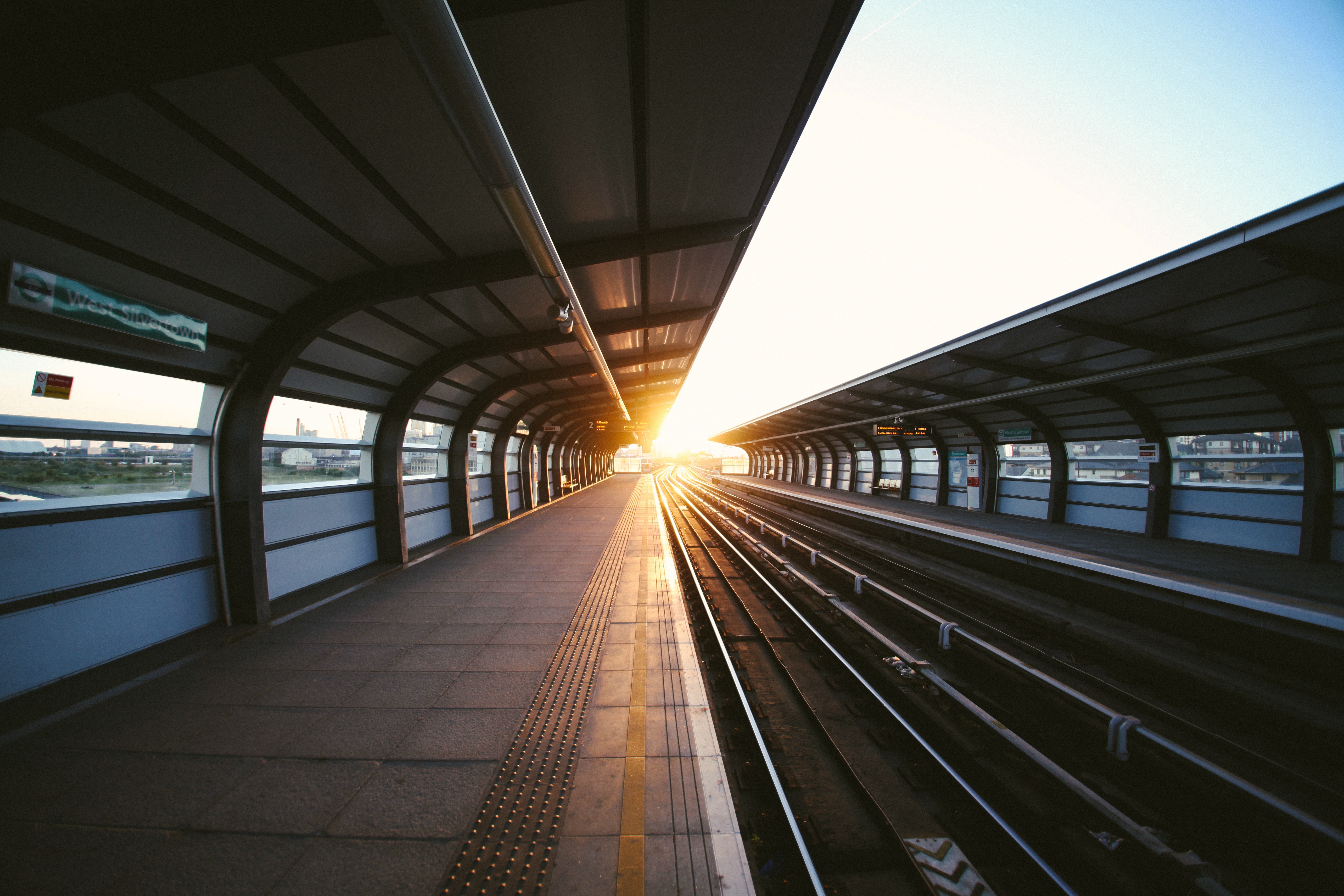 Train station with sunset