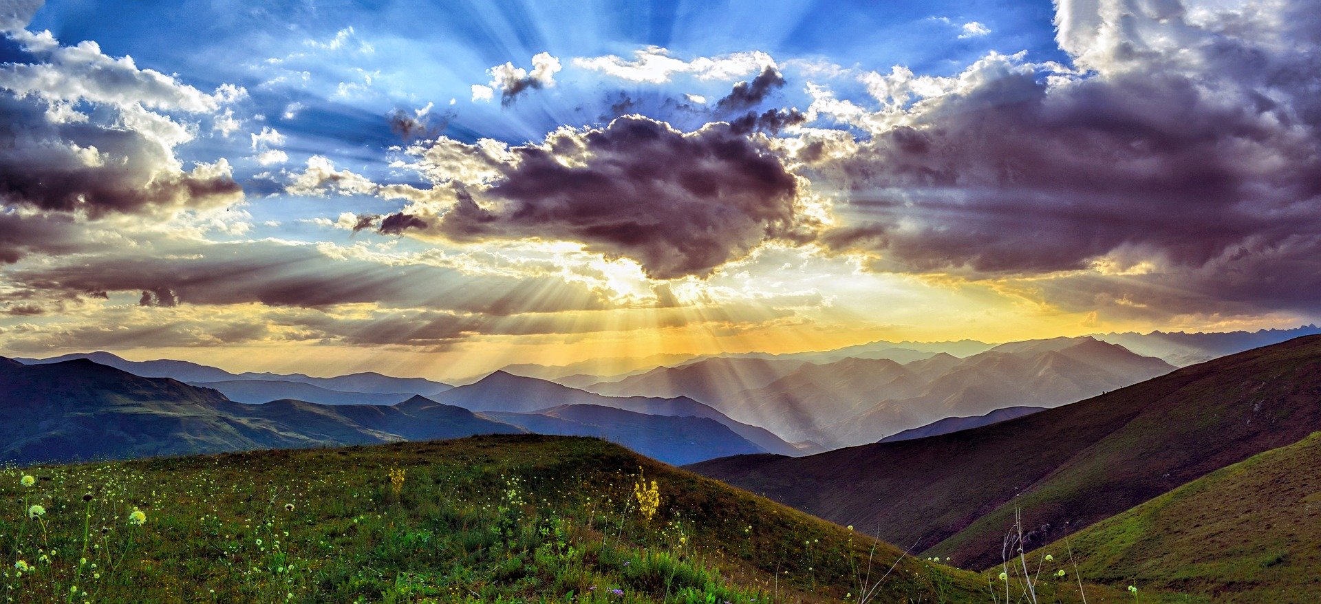 Sunset on mountains