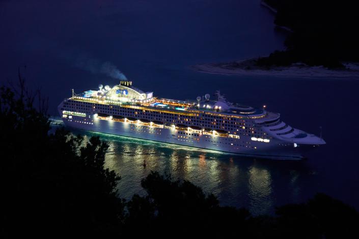 Cruise ship at night