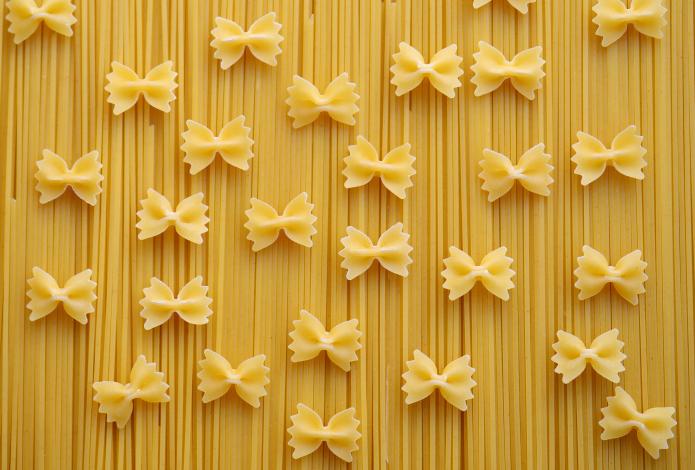Bow tie pasta on fettucini