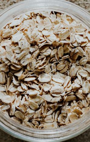 Close up of oatmeal in a jar