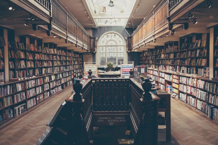 Library book shelves