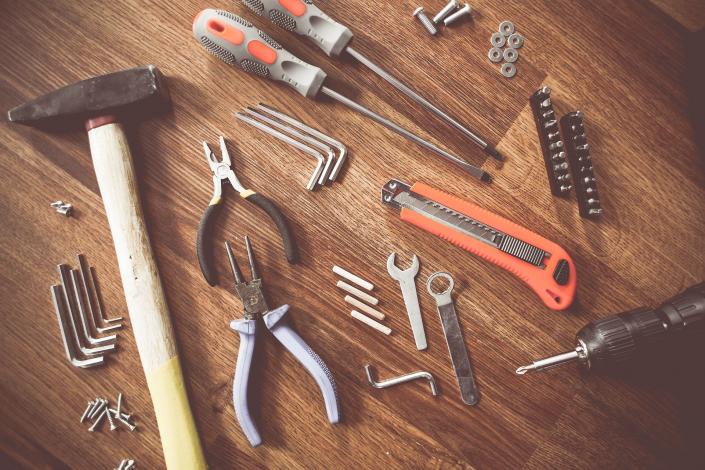 Tools on wood table