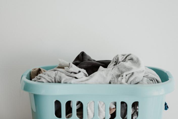 Laundry basket with clothes