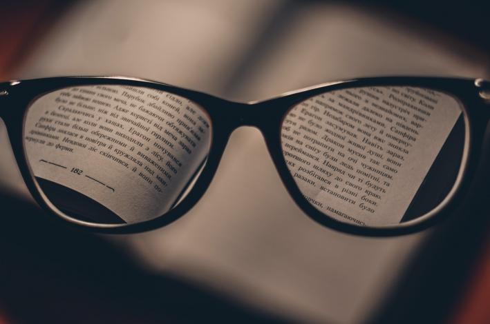 Russian book seen through glasses
