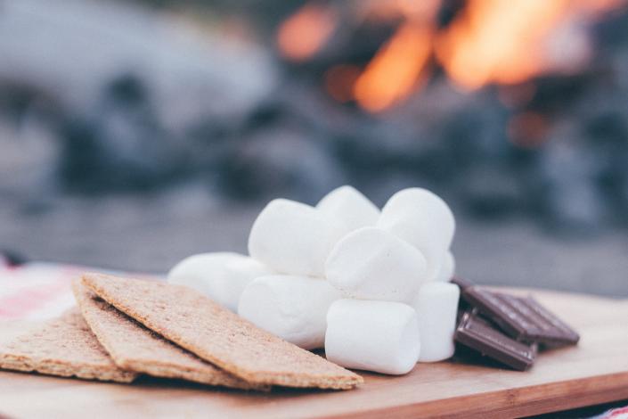 Graham crackers, marshmallows, and chocolate
