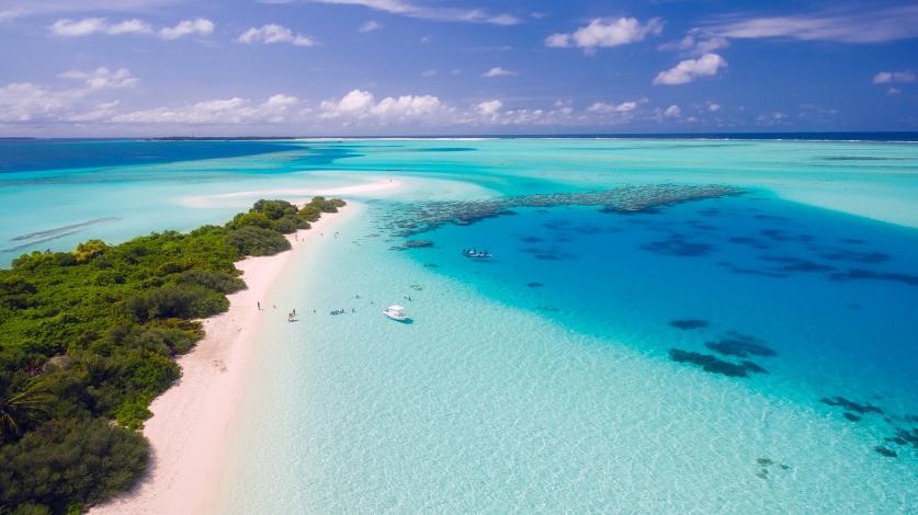 White beach and crystal blue ocean