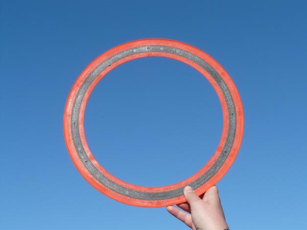 Frisbee held in air