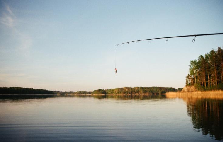 Fishing rod over water