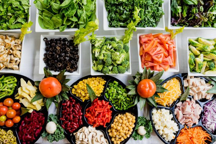 Vegetables cut in bowls