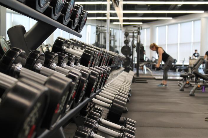 Woman at gym working out