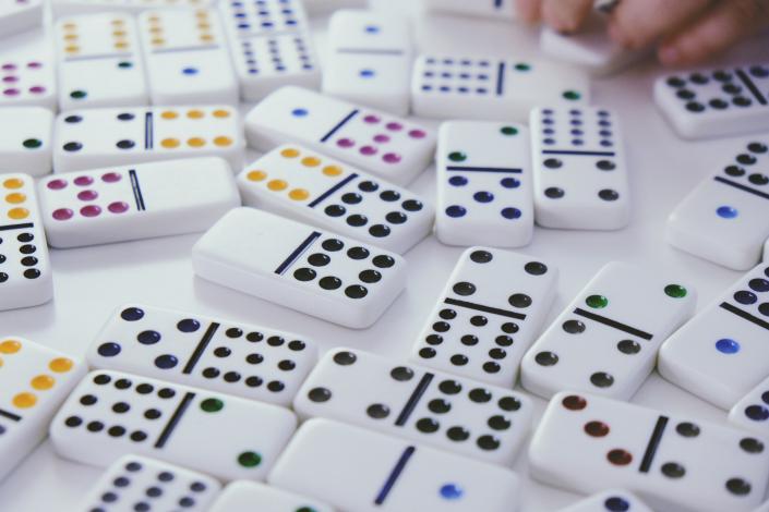 Dominoes on table