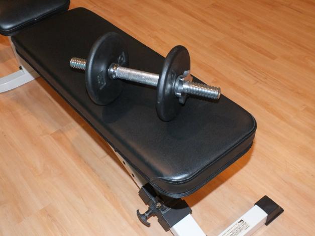 Dumbbell on weight bench