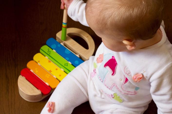 Baby with xylophone