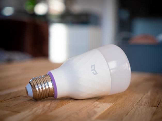 Smart light bulb laying on table