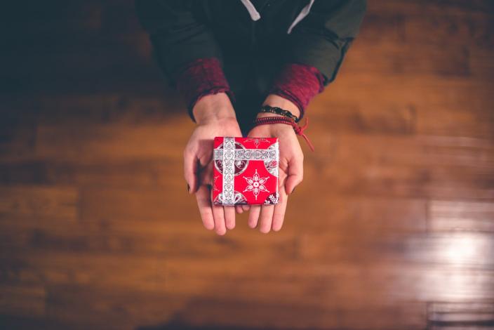 Person holding gift