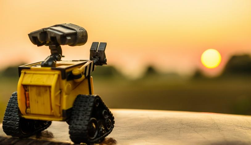Robot looking at sunset