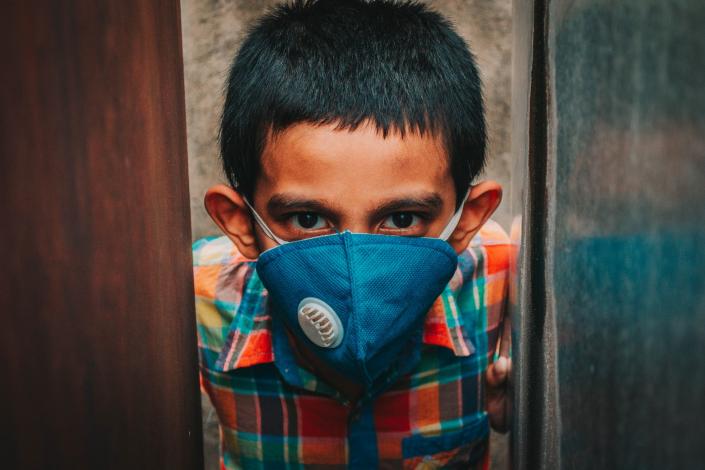 Boy wearing a face mask