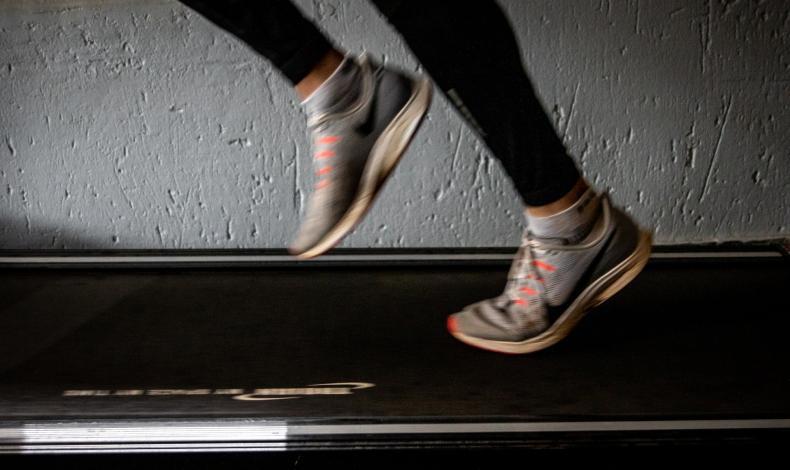 Feet on a treadmill