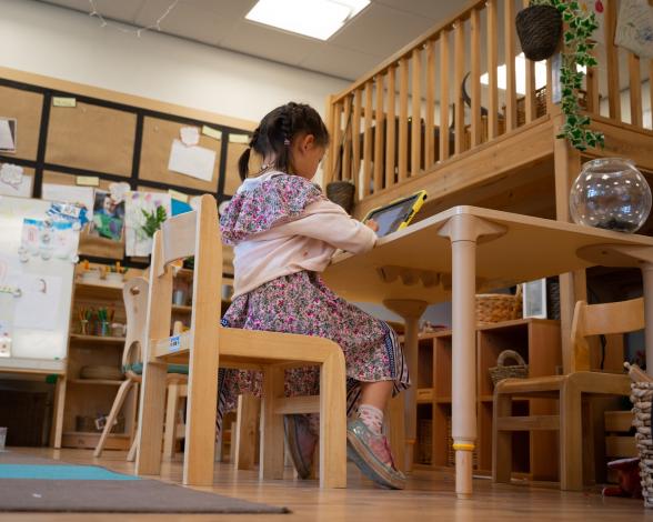 Girl learning on computer