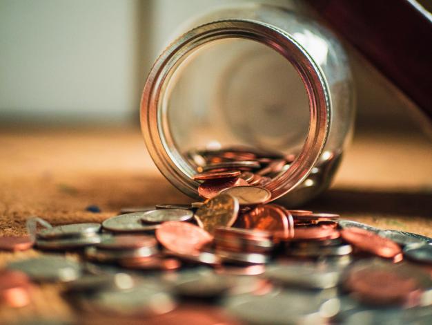 Coins in jar