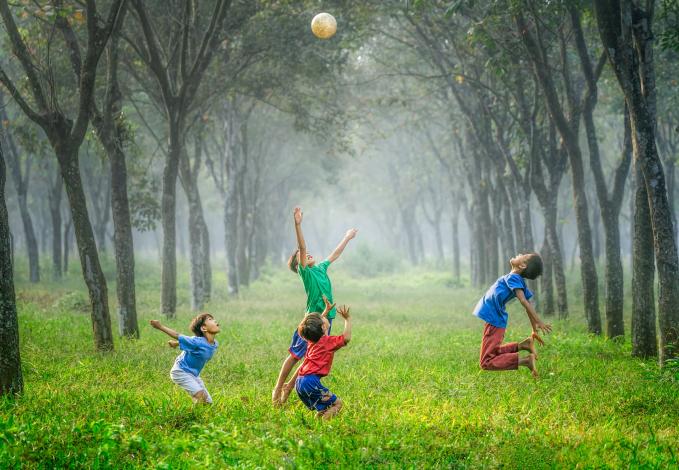 Boys playing soccer