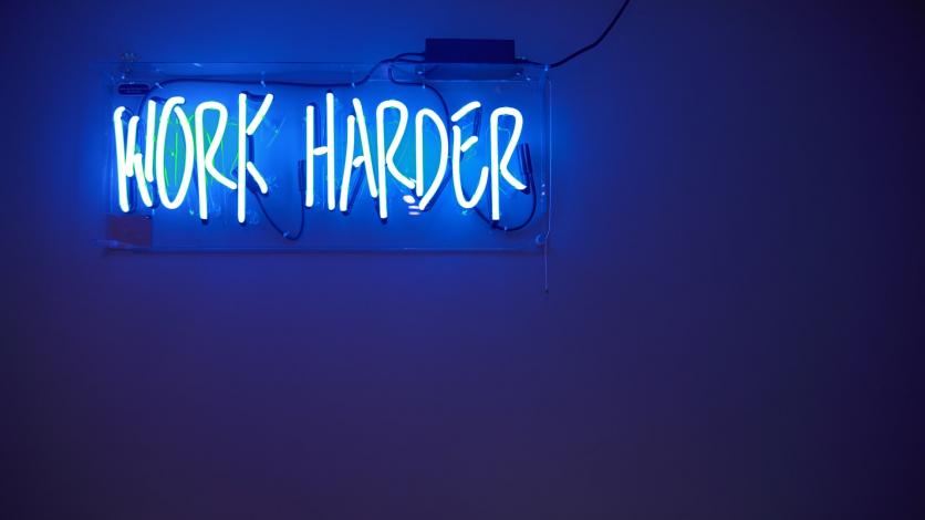 Work harder neon sign