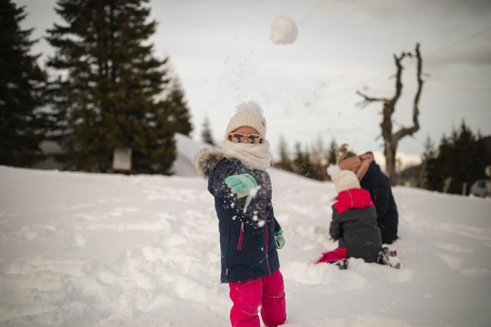 Kids playing in snow