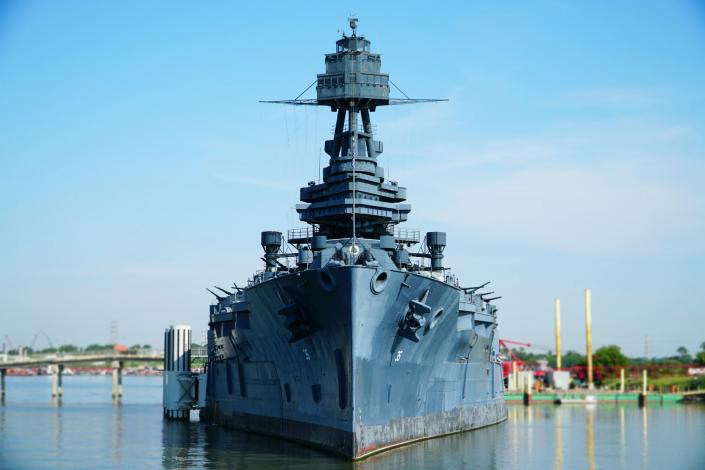 View of a battleship from the front