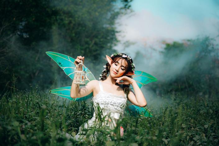 Woman dressed as fairy