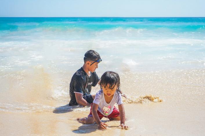 Two kids on beach