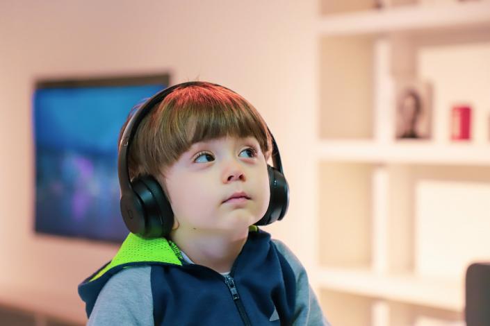 Child wearing headphones