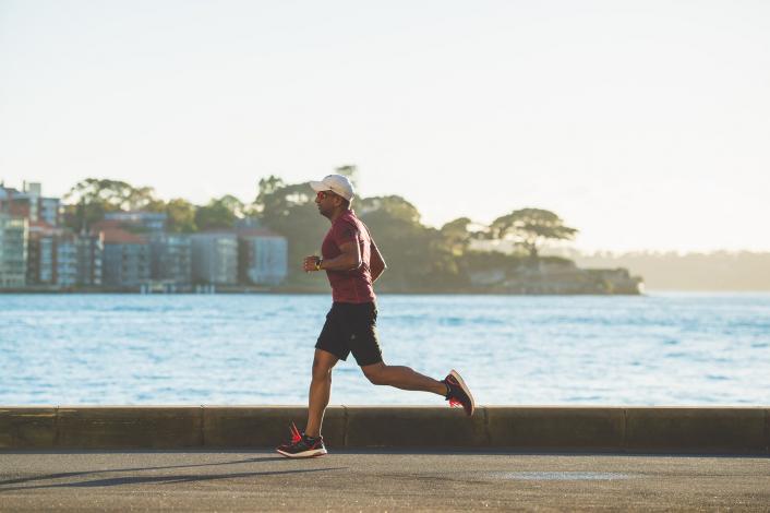 Man outside running