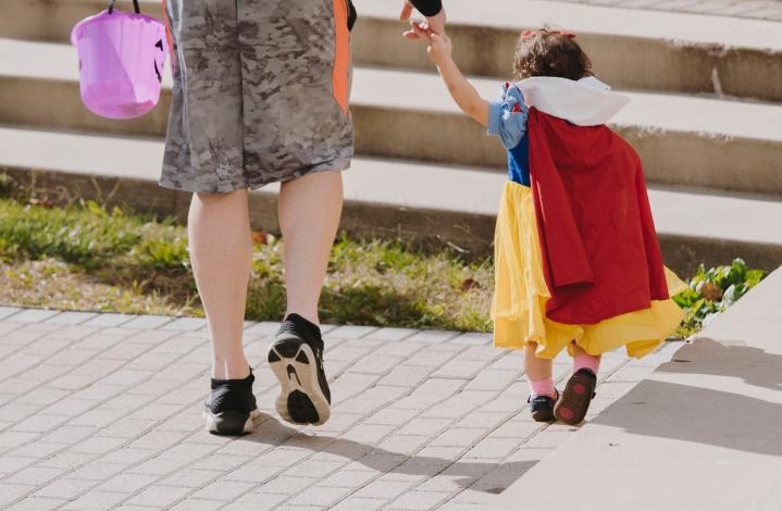 Girl trick or treating