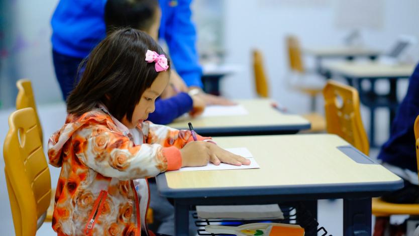 Girl sitting at a desk