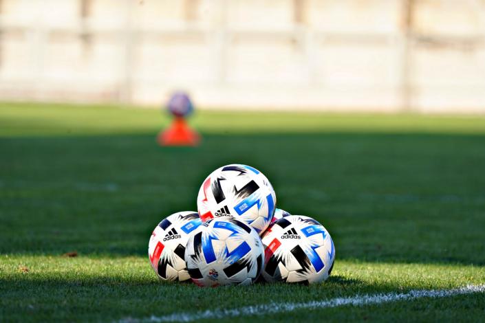 Pile of soccer balls