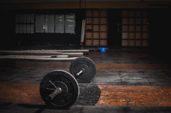 Barbell on floor