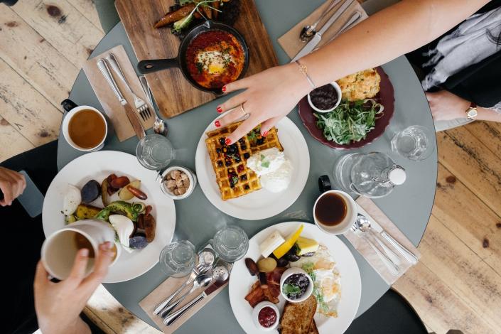 Breakfast on table