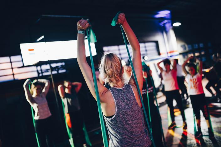 People using resistance bands