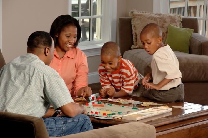 Parents and kids playing games