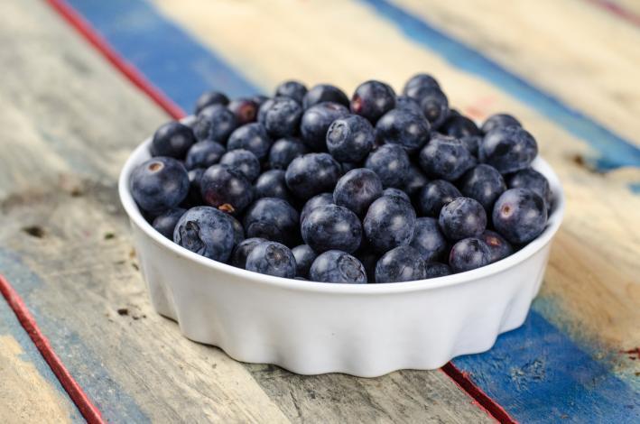 Blueberries in small bowl