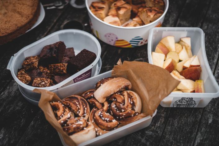 Several snacks on table