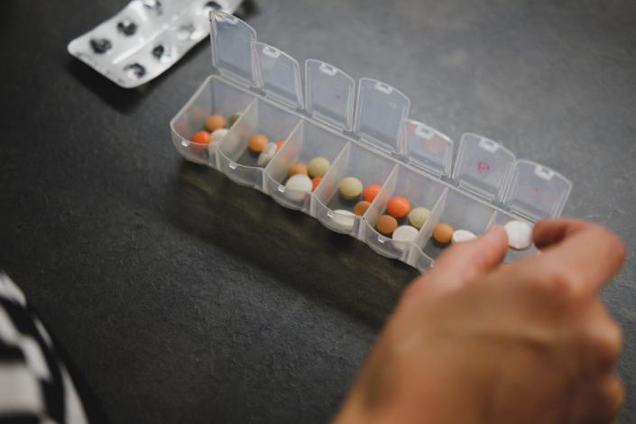 Medicine in tablet holder