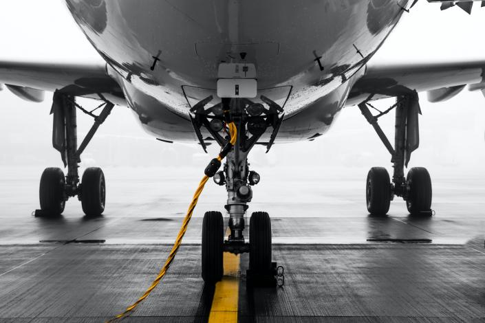 Underbelly of airplane