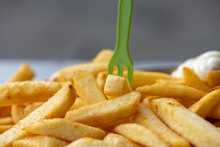 French fries with mini fork