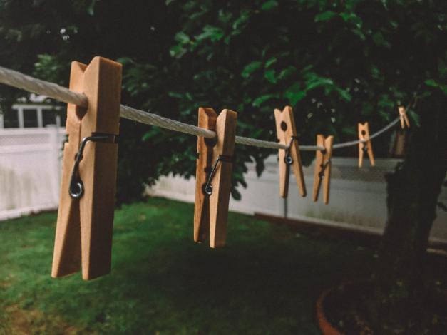 Laundry pins on string