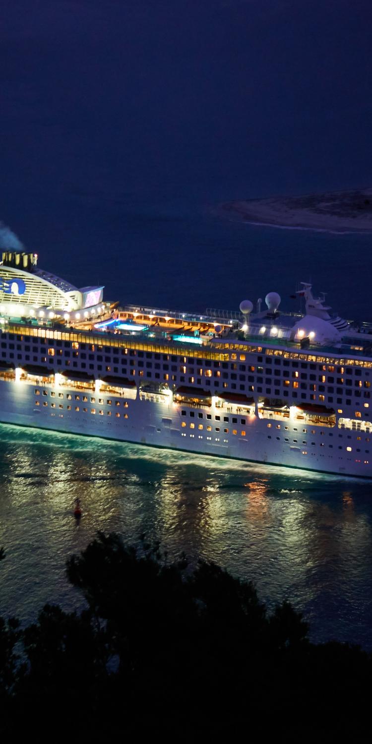 Cruise ship at night