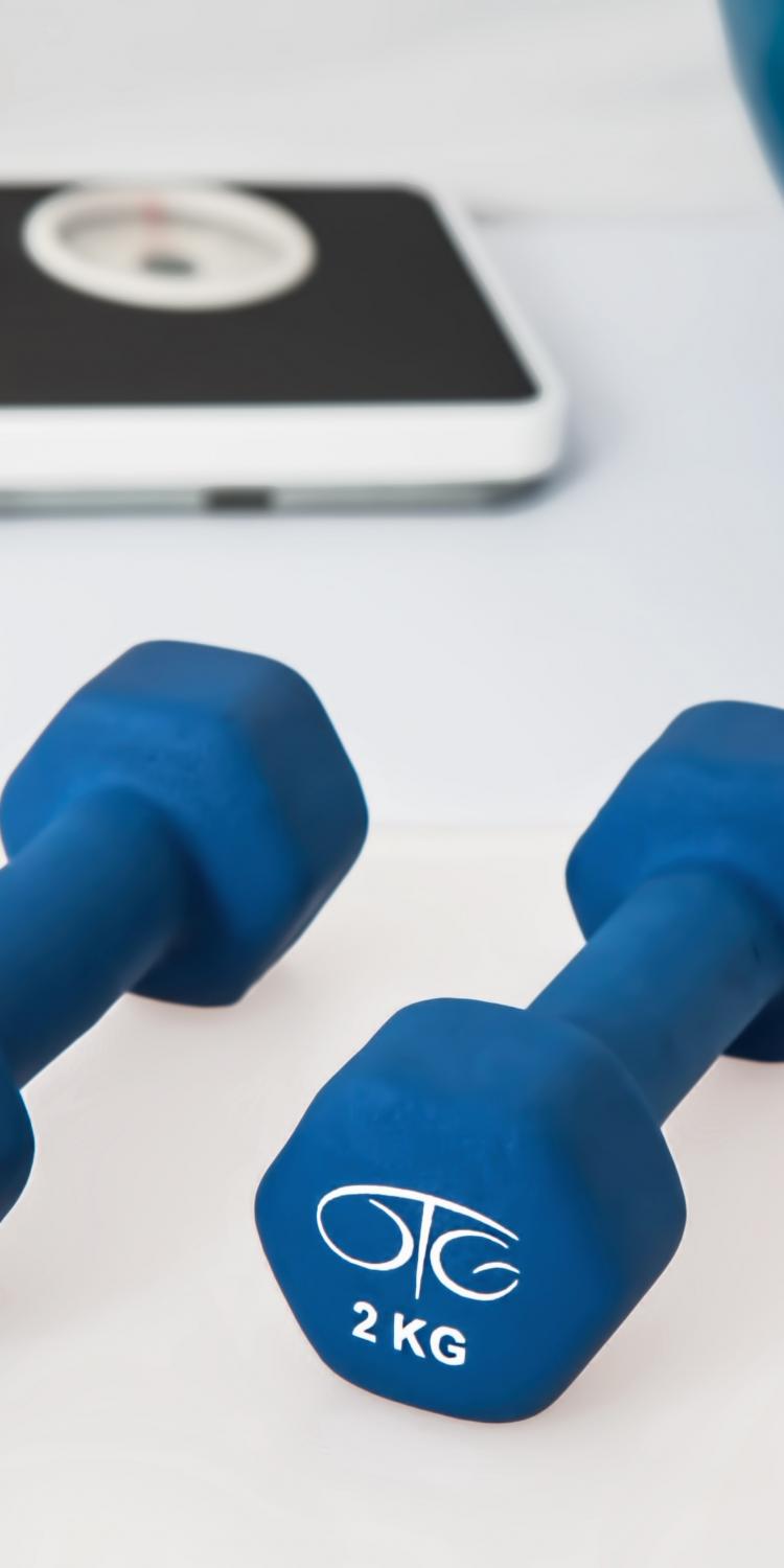 2KG weights and fitness ball