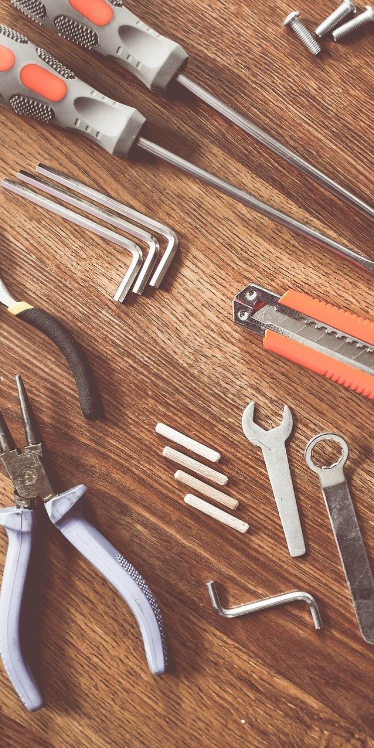 Tools on wood table
